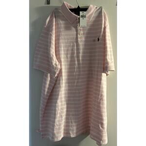 Ralph Lauren Short Sleeved Polo Shirt - Size XL Pink & White Striped